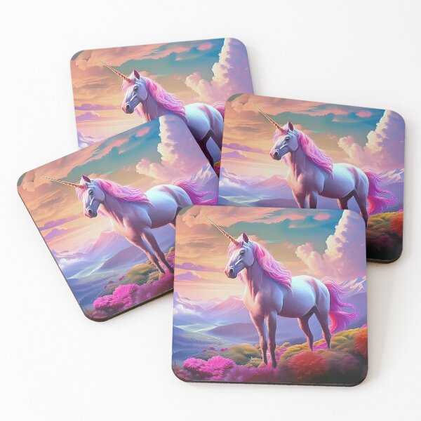 Item preview, Kitschy Unicorn in a kitschy landscape designed and sold by JoanNinjaHen.
