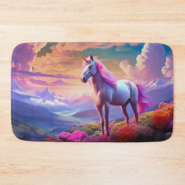 Item preview, Kitschy Unicorn in a kitschy landscape designed and sold by JoanNinjaHen.