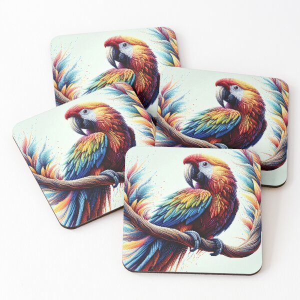 Item preview, Colorful parrot made of beads, perched on a branch designed and sold by homydesign.