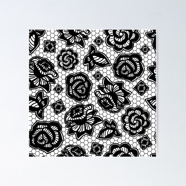 Item preview, Black and white lace flowers designed and sold by Silviaclara.