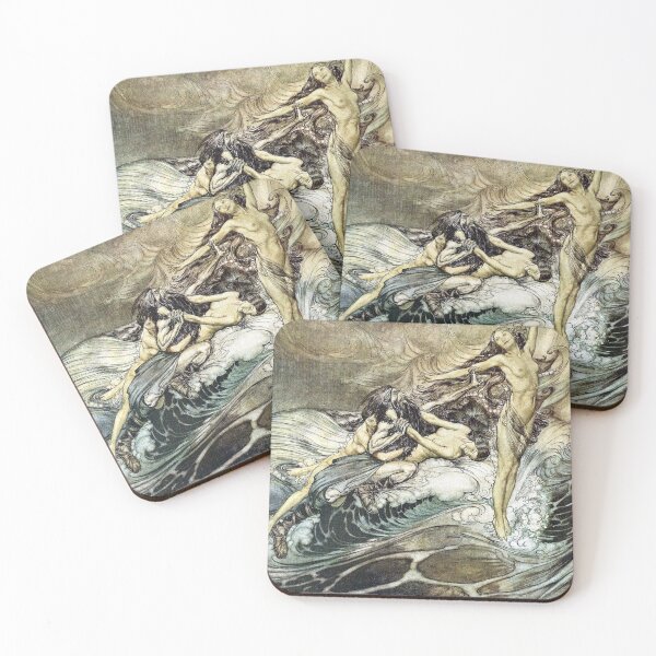 Item preview, The Rhinemaidens Obtain Possession Of The Ring And Bear It Off In Triumph - Arthur Rackham designed and sold by forgottenbeauty.