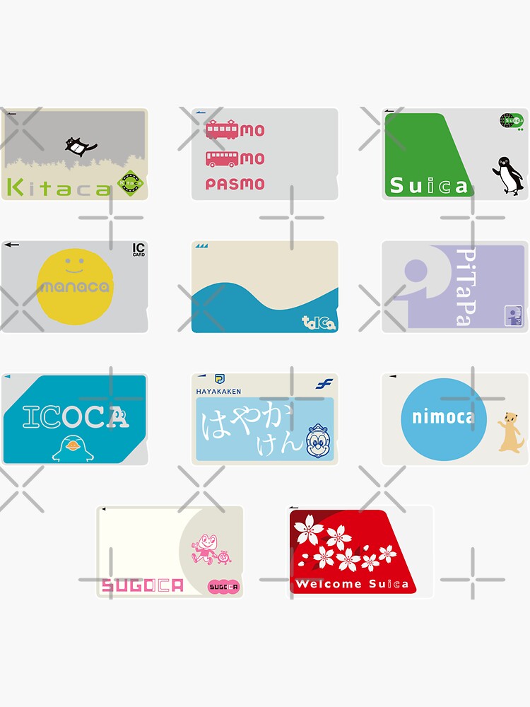 IC Cards - Kitaca, PASMO, Suica, manaca, TOICA, PiTaPa, ICOCA, Hayakaken,  nimoca, SUGOCA, Welcome Suica | Sticker