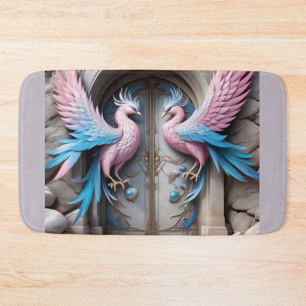 Item preview, Gray Doorway with Giant Pink and Blue Phoenix designed and sold by Melantari Vizuns.