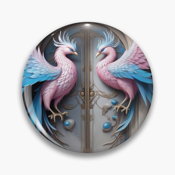 Item preview, Gray Doorway with Giant Pink and Blue Phoenix designed and sold by Melantari Vizuns.