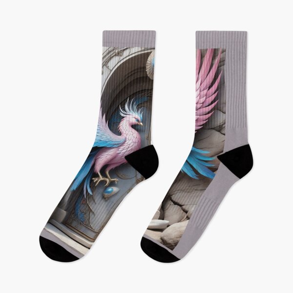 Item preview, Gray Doorway with Giant Pink and Blue Phoenix designed and sold by Melantari Vizuns.