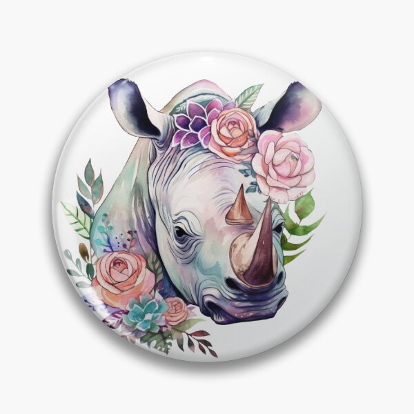 Item preview, Floral Cute Rhino designed and sold by EmeraldeaArt.