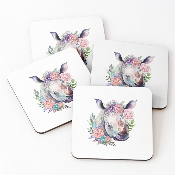 Item preview, Floral Cute Rhino designed and sold by EmeraldeaArt.