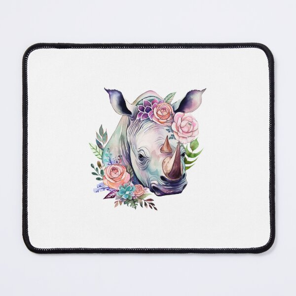 Item preview, Floral Cute Rhino designed and sold by EmeraldeaArt.