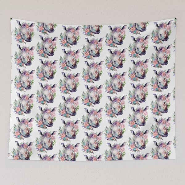 Item preview, Floral Cute Rhino designed and sold by EmeraldeaArt.