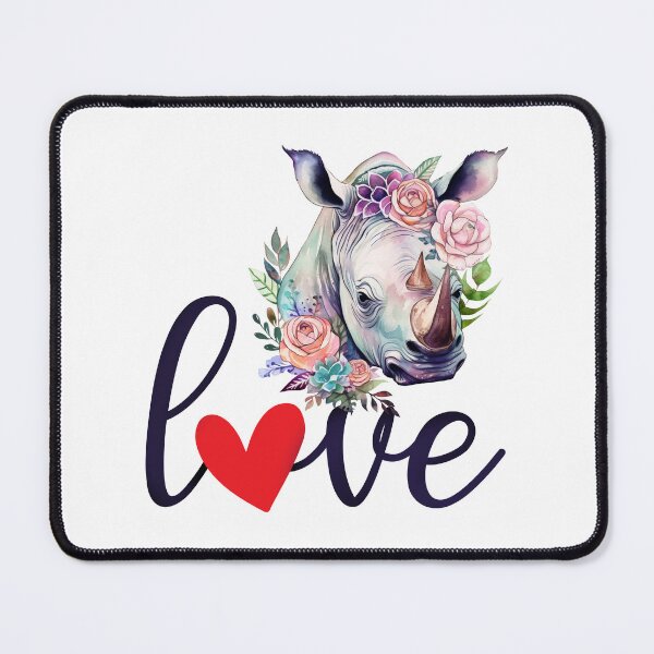 Item preview, Love Rhinos - floral rhino art designed and sold by EmeraldeaArt.
