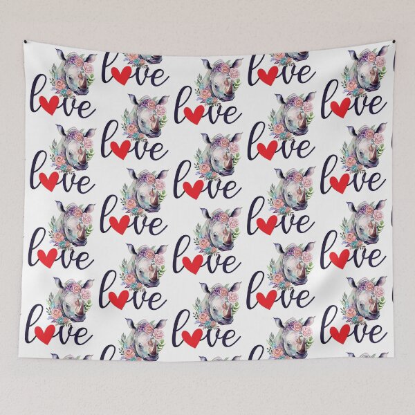 Item preview, Love Rhinos - floral rhino art designed and sold by EmeraldeaArt.