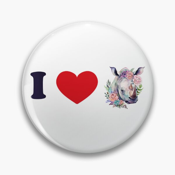 Item preview, I love rhino - with a watercolor floral rhino art designed and sold by EmeraldeaArt.