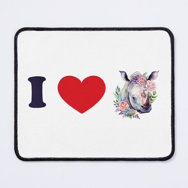 Item preview, I love rhino - with a watercolor floral rhino art designed and sold by EmeraldeaArt.
