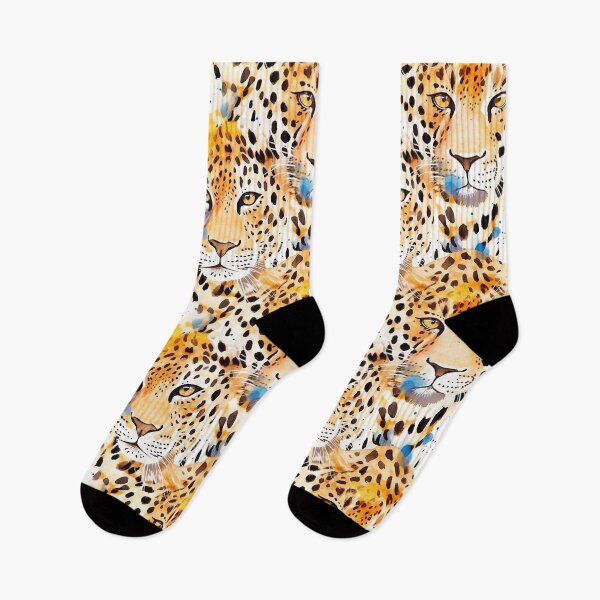 Item preview, Watercolour painted leopard heads pattern designed and sold by 1enchik.