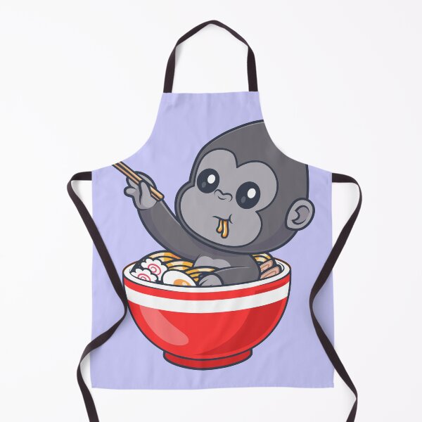 Item preview, Cute Gorilla Eating Ramen Noodles with Chopsticks Cartoon Vector Icon - Whimsical Animal and Food Illustration designed and sold by hjian8219.