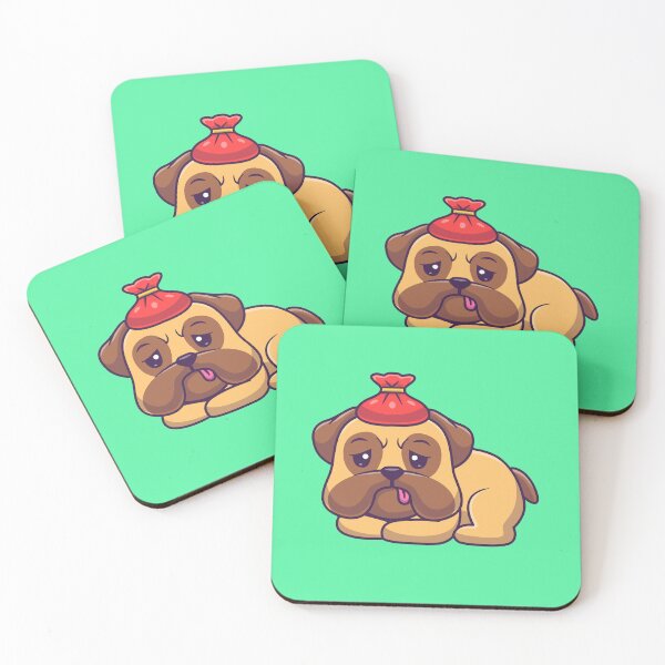 Item preview, Cute Pug Dog Sick Fever Cartoon Vector Icon - Adorable Animal Health Illustration designed and sold by hjian8219.