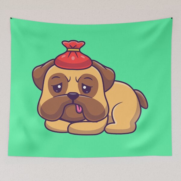Item preview, Cute Pug Dog Sick Fever Cartoon Vector Icon - Adorable Animal Health Illustration designed and sold by hjian8219.