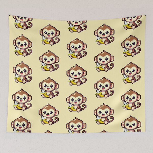 Item preview, pixelated monkey designed and sold by miriam-miranda.