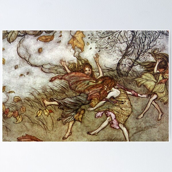 Item preview, Autumn Fairies Dancing in the Wind - Arthur Rackham designed and sold by forgottenbeauty.
