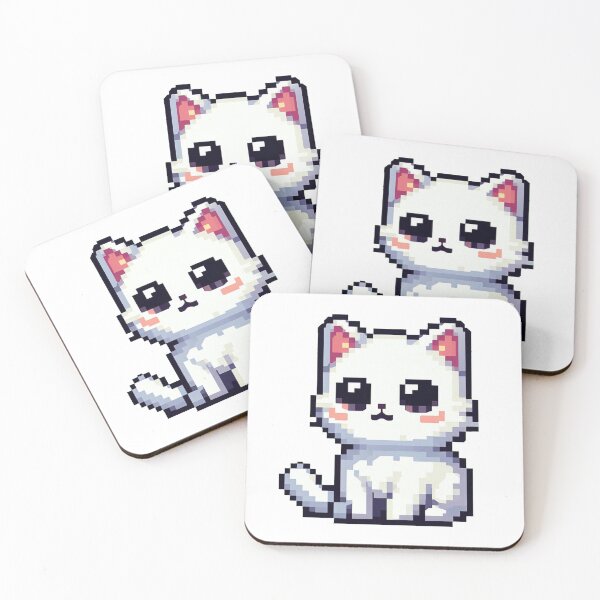 Item preview, Pixelated white cat designed and sold by miriam-miranda.