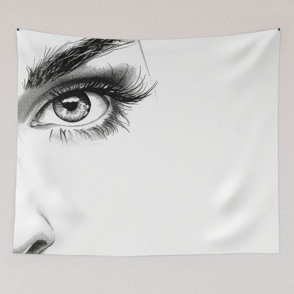Item preview, silhouette sketch of a beautiful womans eye print designed and sold by dcrc.
