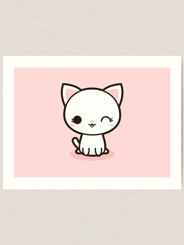 Kawaii Kitty 1 Art Print by peppermintpopuk