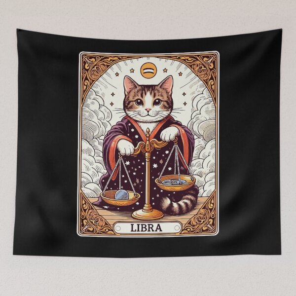 Item preview, Cat Tarot Card Libra designed and sold by Ikibrai.
