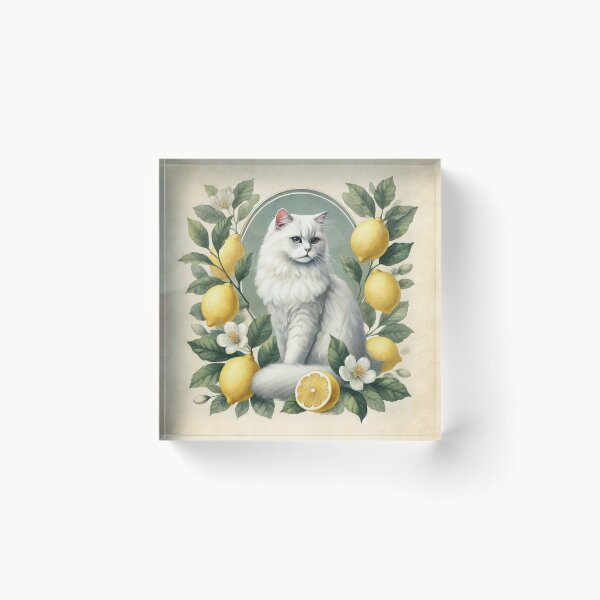 Item preview, Classic Cat with Watercolor Lemons designed and sold by mikotoerimint.