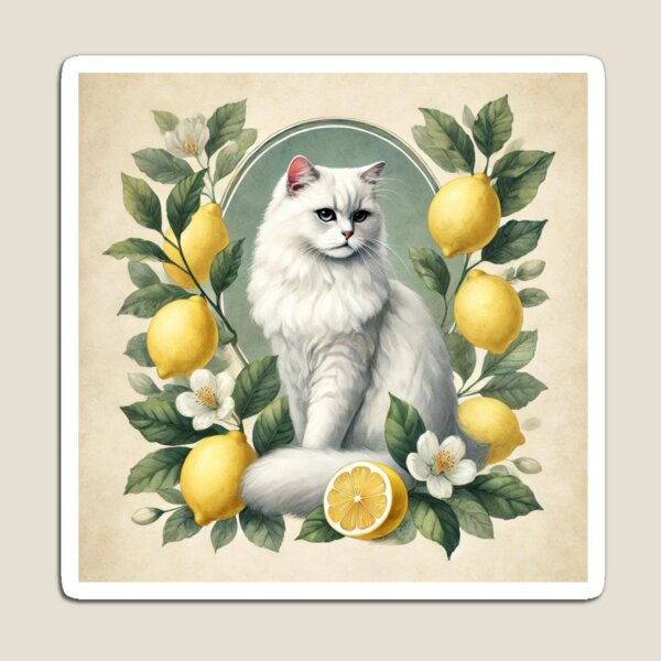 Item preview, Classic Cat with Watercolor Lemons designed and sold by mikotoerimint.