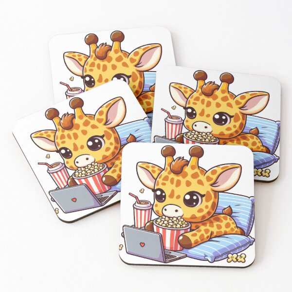 Item preview, Kawaii Cute Giraffe Relaxing Eating Popcorn designed and sold by Saffia Publishing House.