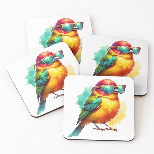 Item preview, Watercolor Summer Tanager Wearing Sunglasses designed and sold by TheAnimalZ00.