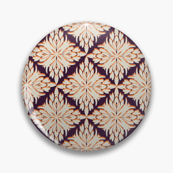 Item preview, Floral Diamond white and orange Seamless Patterns in a dark violet background designed and sold by kasune-shop.