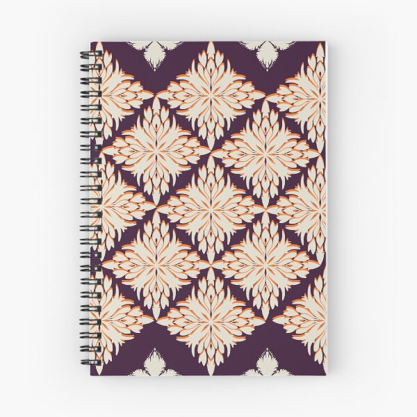 Item preview, Floral Diamond white and orange Seamless Patterns in a dark violet background designed and sold by kasune-shop.