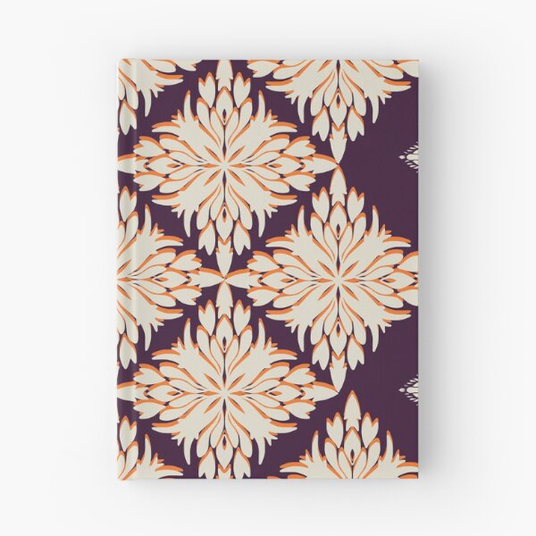 Item preview, Floral Diamond white and orange Seamless Patterns in a dark violet background designed and sold by kasune-shop.