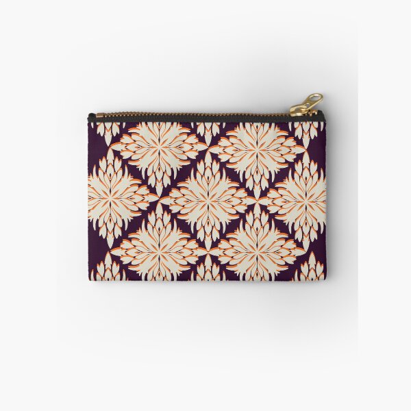 Item preview, Floral Diamond white and orange Seamless Patterns in a dark violet background designed and sold by kasune-shop.