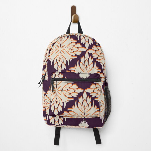 Item preview, Floral Diamond white and orange Seamless Patterns in a dark violet background designed and sold by kasune-shop.