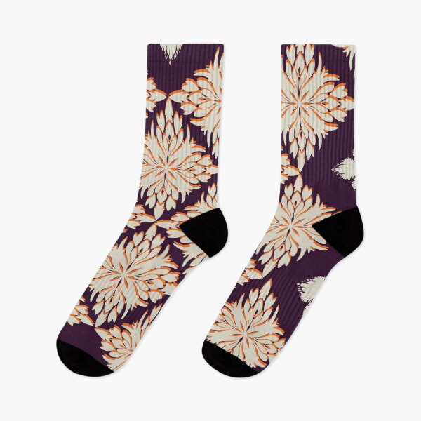 Item preview, Floral Diamond white and orange Seamless Patterns in a dark violet background designed and sold by kasune-shop.