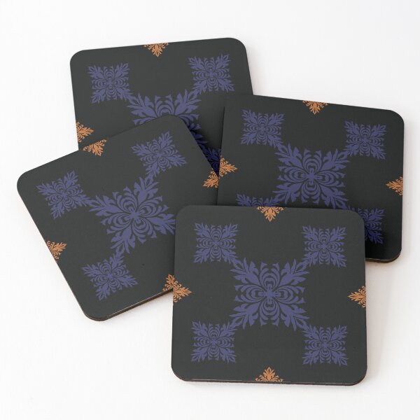 Item preview, Elegant dark violet and orange Floral Damask Patterns designed and sold by kasune-shop.