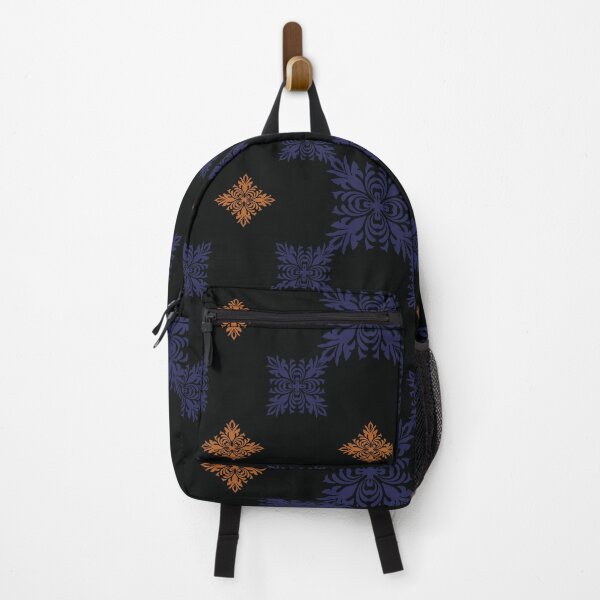 Item preview, Elegant dark violet and orange Floral Damask Patterns designed and sold by kasune-shop.