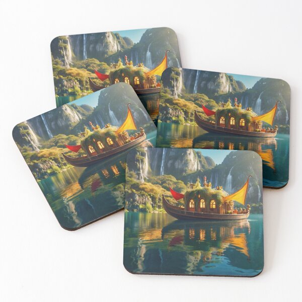 Item preview, Mystical Boat on the Waterfall Lake designed and sold by BlareBlare.