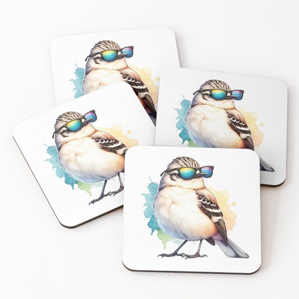 Item preview, Watercolor Northern Mockingbird Wearing Sunglasses designed and sold by TheAnimalZ00.