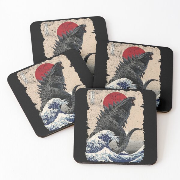 Item preview, Godzilla Surfing The Great Wave by Hokusai Funny Parody designed and sold by Robert Diebold.