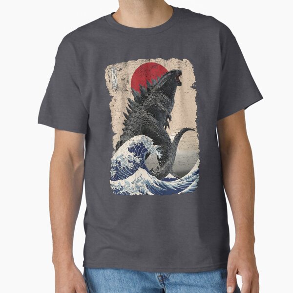 Item preview, Godzilla Surfing The Great Wave by Hokusai Funny Parody designed and sold by Robert Diebold.