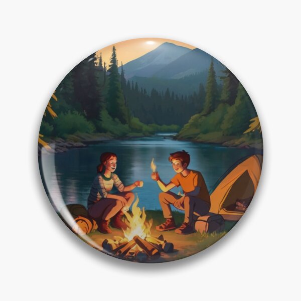 Item preview, Cartoon Campfire by the Riverside Peaks designed and sold by BlareBlare.