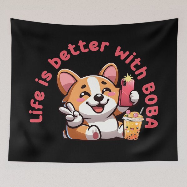 Artikelvorschau, Kawaii Corgi Bubble Tea. Das Leben ist besser mit BOBA. entworfen und verkauft von DegraDesign.