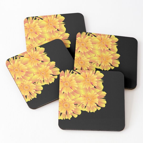 Item preview, Large orange-yellow flowers, dark black background. designed and sold by wonghong.