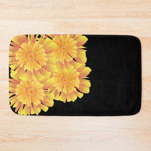 Item preview, Large orange-yellow flowers, dark black background. designed and sold by wonghong.