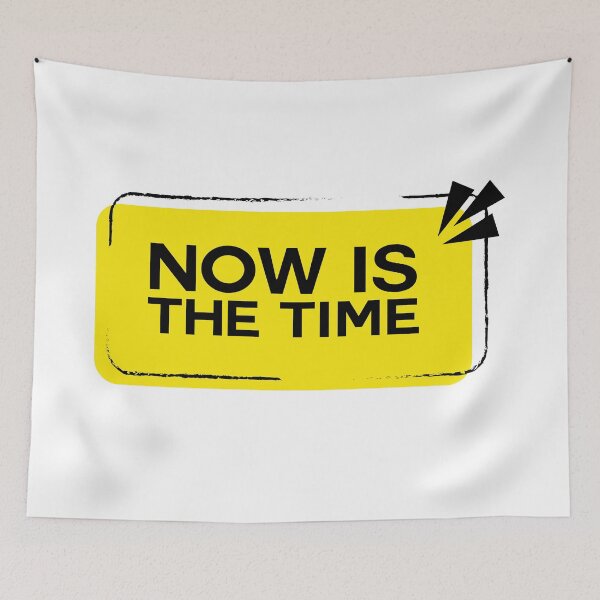 Item preview, Now Is The Time Bold Yellow Motivational Typography designed and sold by deepbalance.