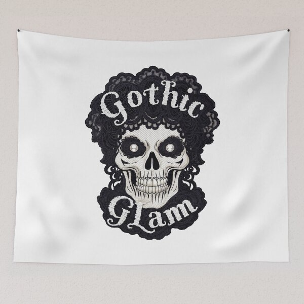 Artikelvorschau, Gothic Glam Skull Patch: Schönheit in der Dunkelheit entworfen und verkauft von SplashTastic.