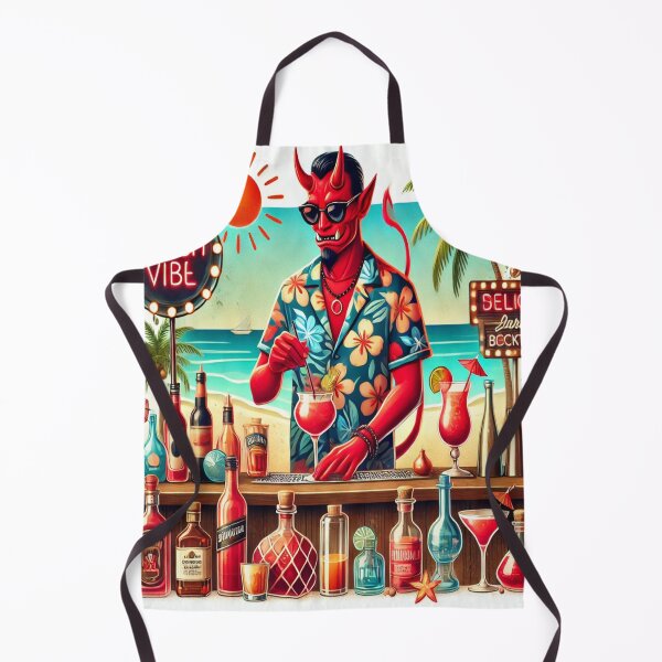 Item preview, Devilish Beach Vibes: Tropical Demon Bartender designed and sold by anhemorda.